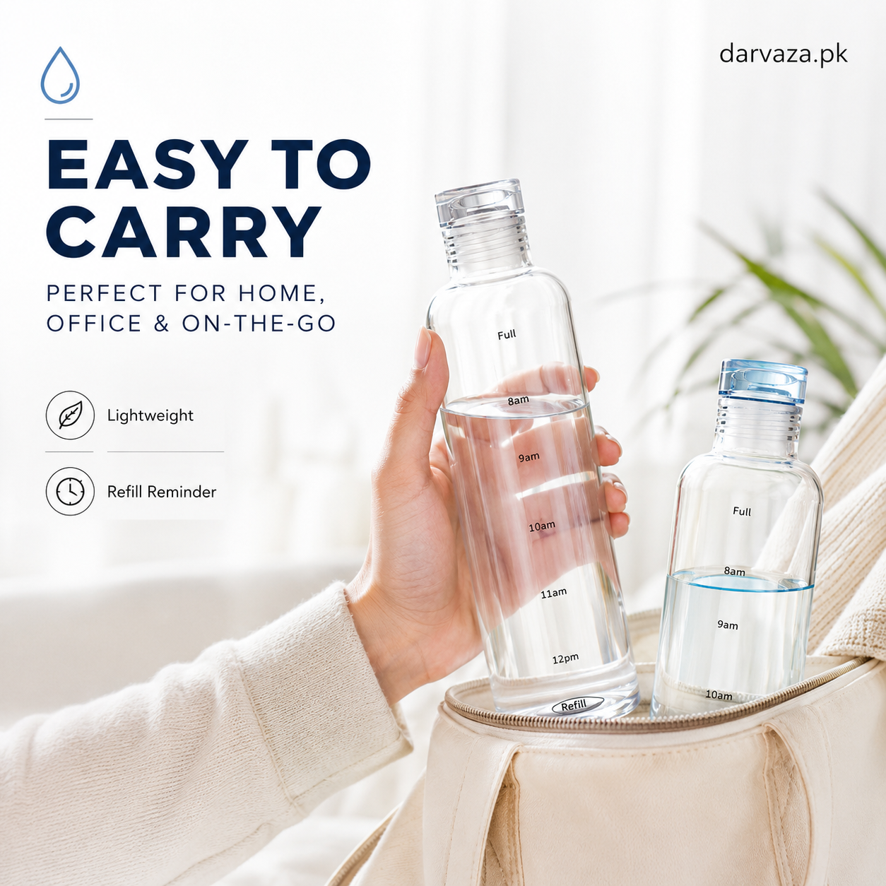 Acrylic Water Bottle with Time Marker – Creative Large Capacity Leakproof Drink Bottle
