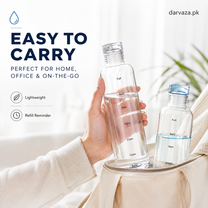 Acrylic Water Bottle with Time Marker – Creative Large Capacity Leakproof Drink Bottle