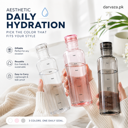 Acrylic Water Bottle with Time Marker – Creative Large Capacity Leakproof Drink Bottle