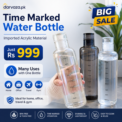 Acrylic Water Bottle with Time Marker – Creative Large Capacity Leakproof Drink Bottle
