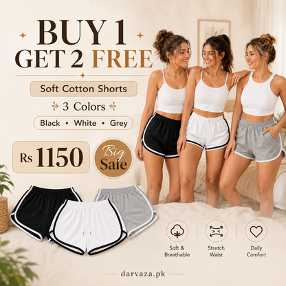 Buy 1 Get 2 Free – Pack of 3 Premium Soft Cotton Boxer Shorts