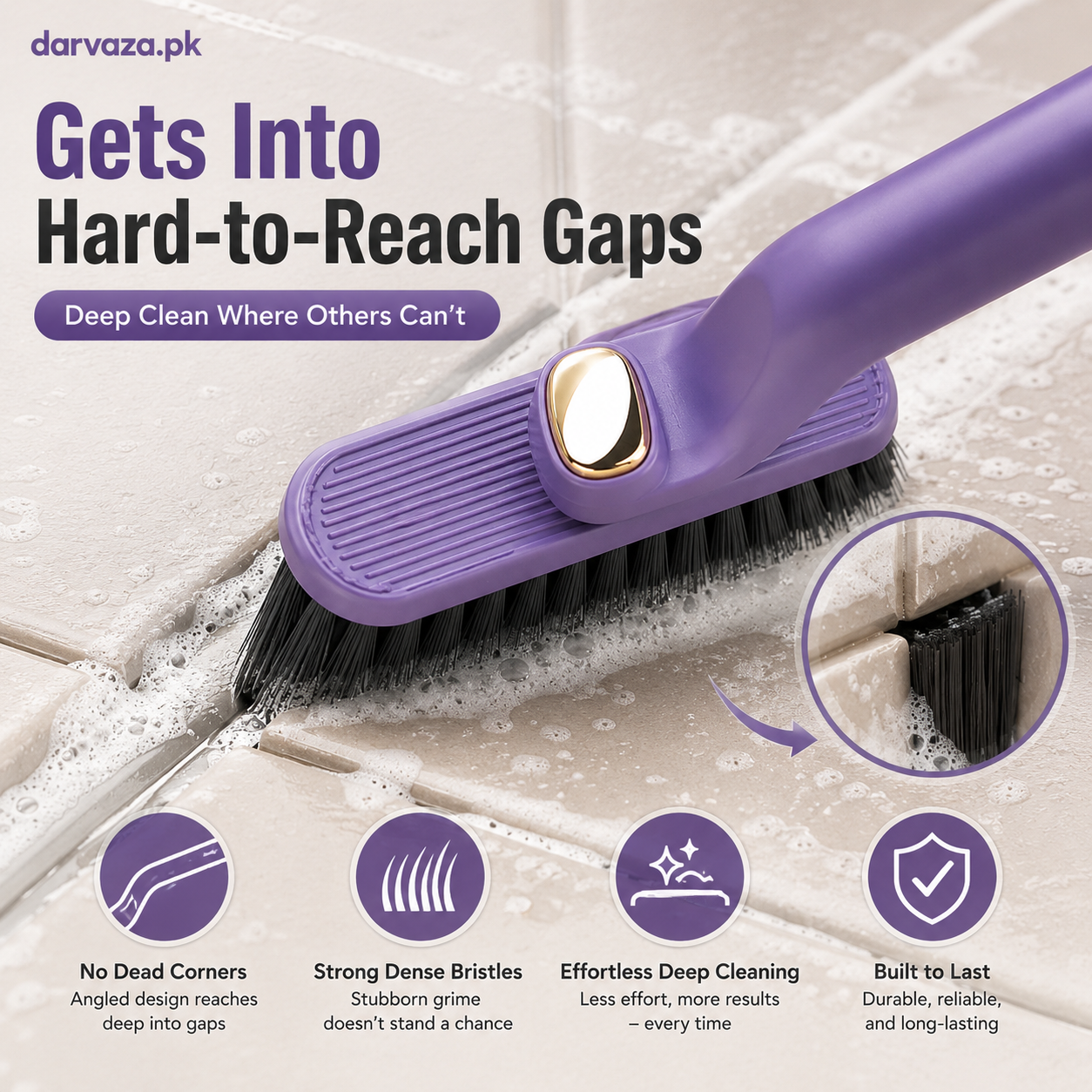 360° Rotating Crevice Gap Cleaning Brush with Cleaning Tool