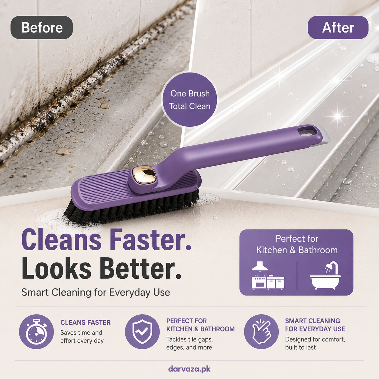 360° Rotating Crevice Gap Cleaning Brush with Cleaning Tool