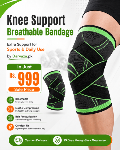 Professional Knee Support Breathable Bandage and Sports Cross Knee Pad with Belt Pressurization