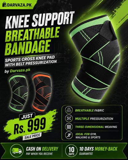 Professional Knee Support Breathable Bandage and Sports Cross Knee Pad with Belt Pressurization