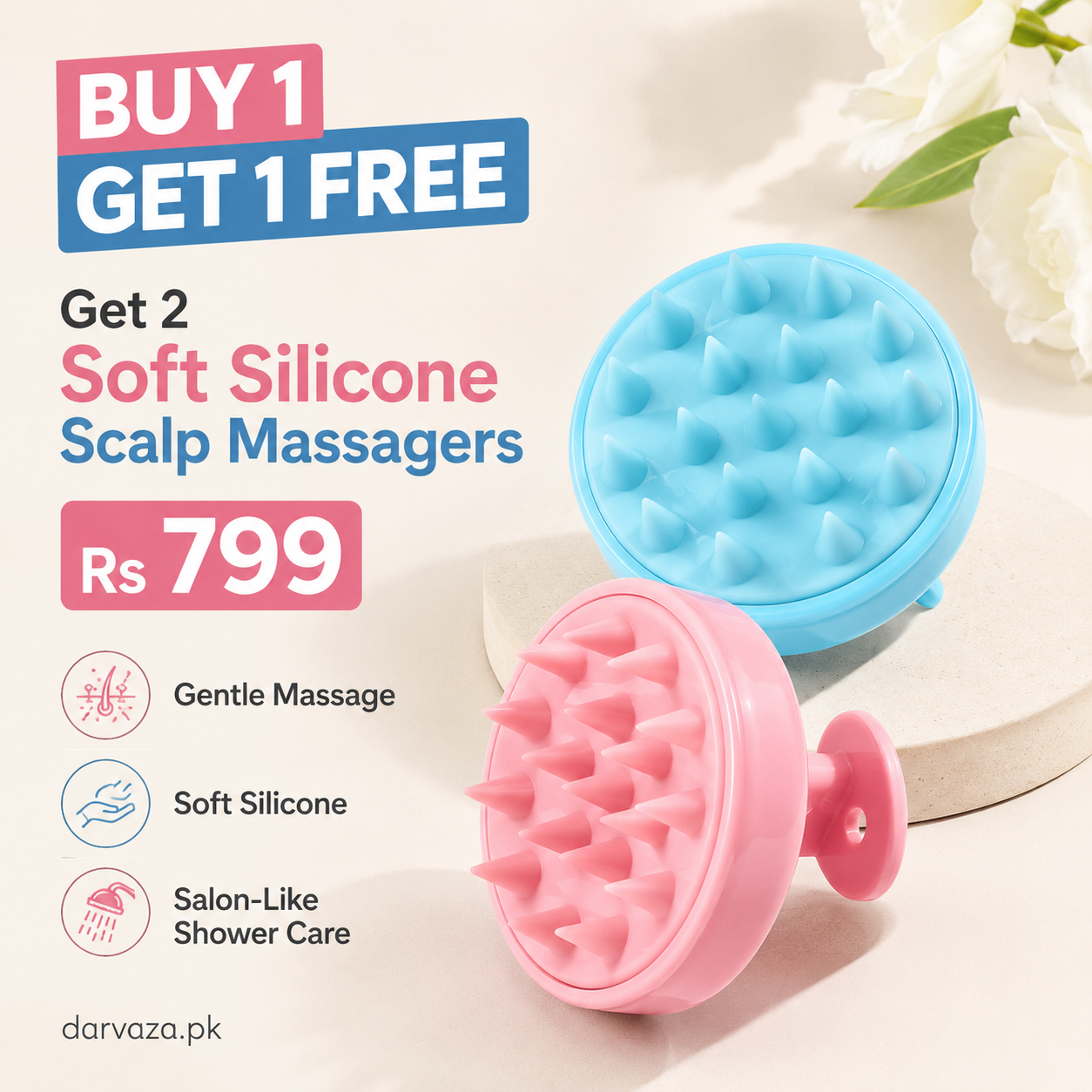 Pack of 2 Soft Silicone Scalp Relaxing Massager
