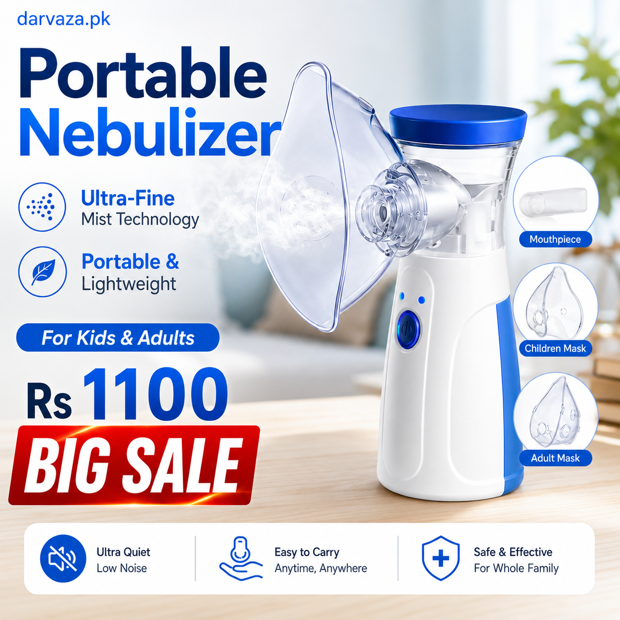 Portable Nebulizer with Ultra-fine mist For Kids and Adults