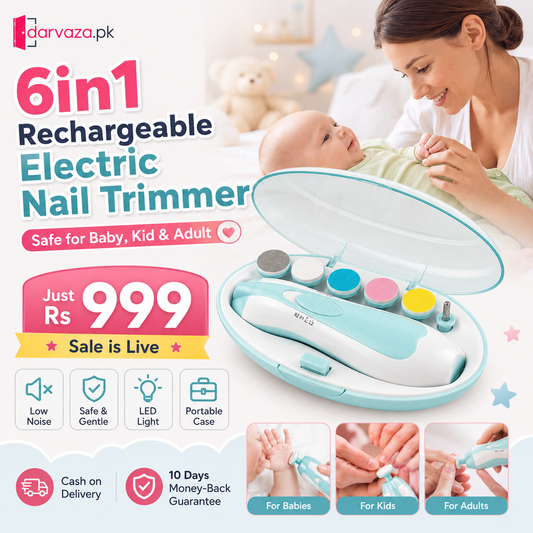 6in1 Rechargeable Electric Nail Trimmer for Baby Kid and Adult