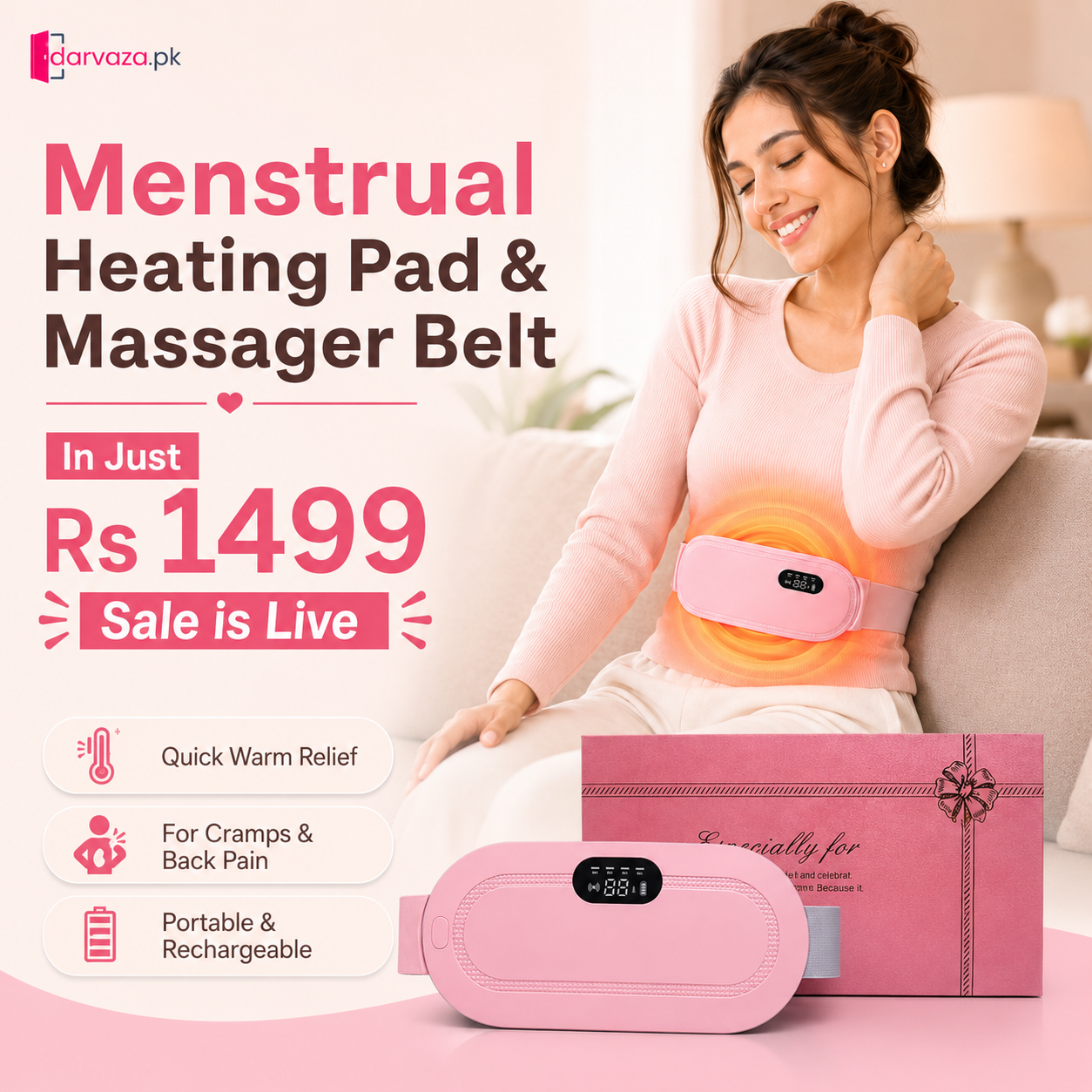 Portable Menstrual Heating Pad and Massager Belt