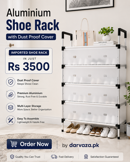 Aluminium Shoe Rack with Dust Proof Cover