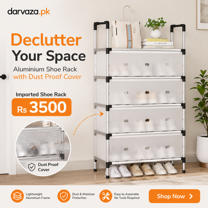 Aluminium Shoe Rack with Dust Proof Cover