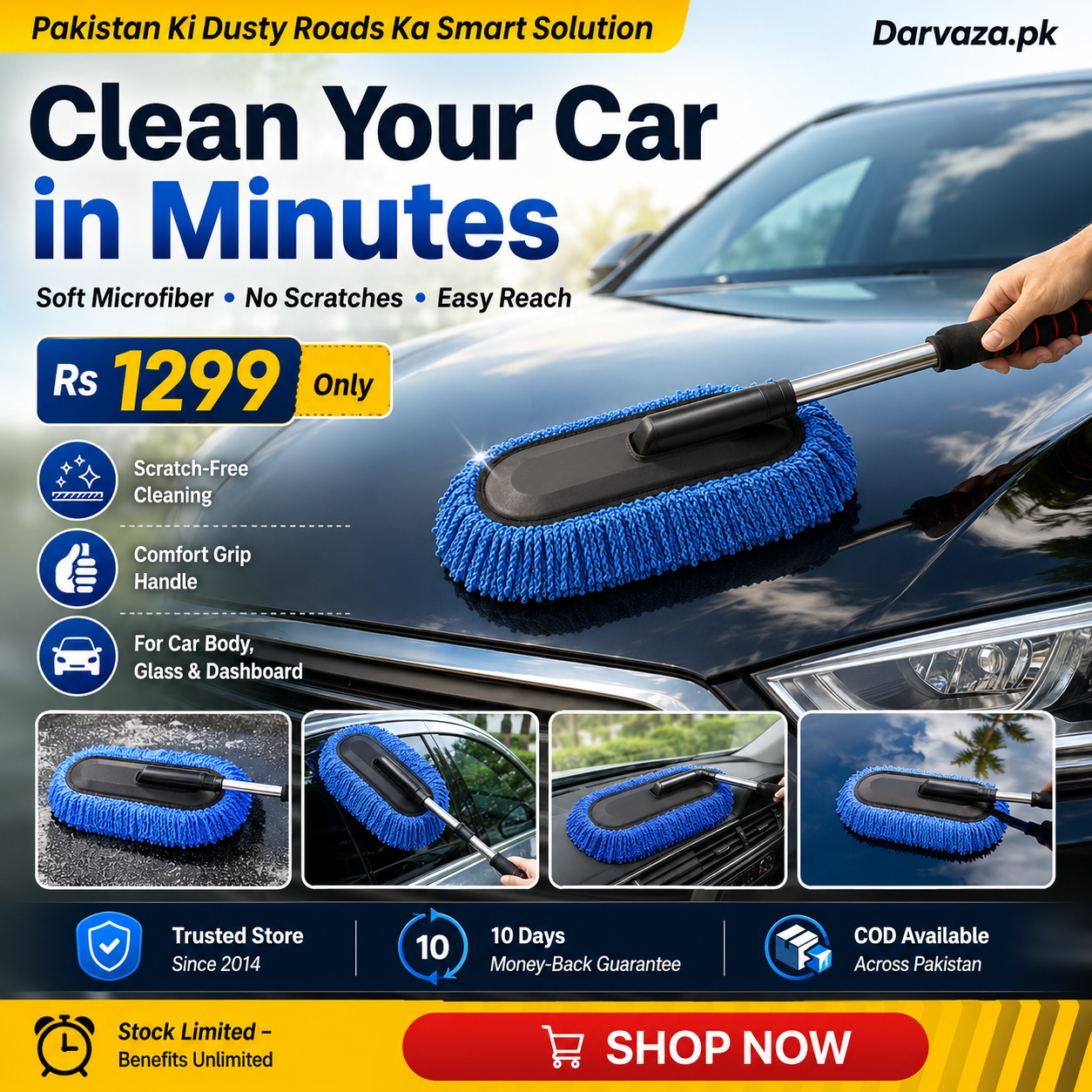 Microfiber Car Cleaning Duster with Telescopic Handle