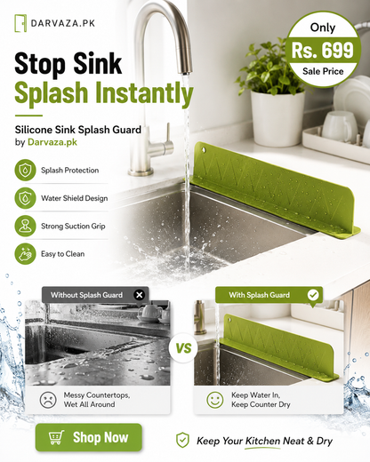 Silicone Sink Splash Guard and Water Sheild with Suction