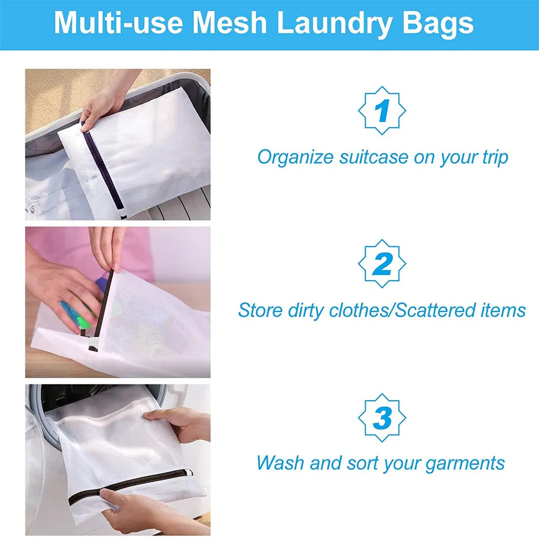 (Pack of 2) Mesh Laundry Washing Machine Delicates Clothes Storage Zip Bag