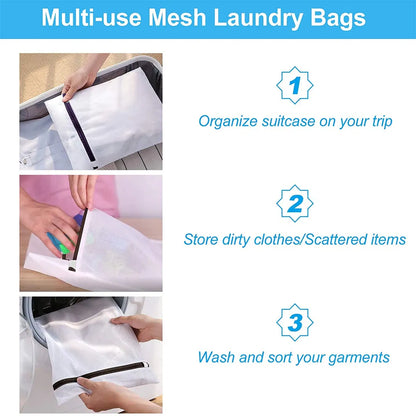 (Pack of 2) Mesh Laundry Washing Machine Delicates Clothes Storage Zip Bag