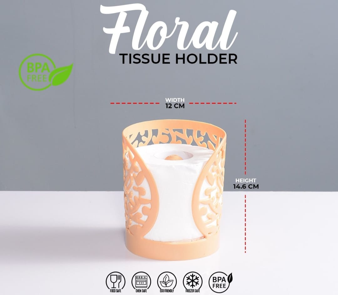 (Pack of 2) Plastic Flower Design Tissue Roll Paper Holder For Home and Outdoor Use