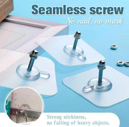 Strong Punch Free Self Adhesive Wall Screw Rod Hooks and Nail Mounting Hang Kit