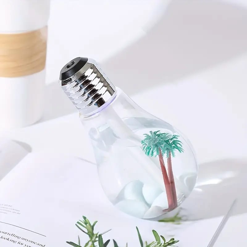 USB Powered Easy to Refill Water Push Button Nightlight Feature Control Creative Ocean Bulb Mist Spray Humidifier with Lid Opening with Box