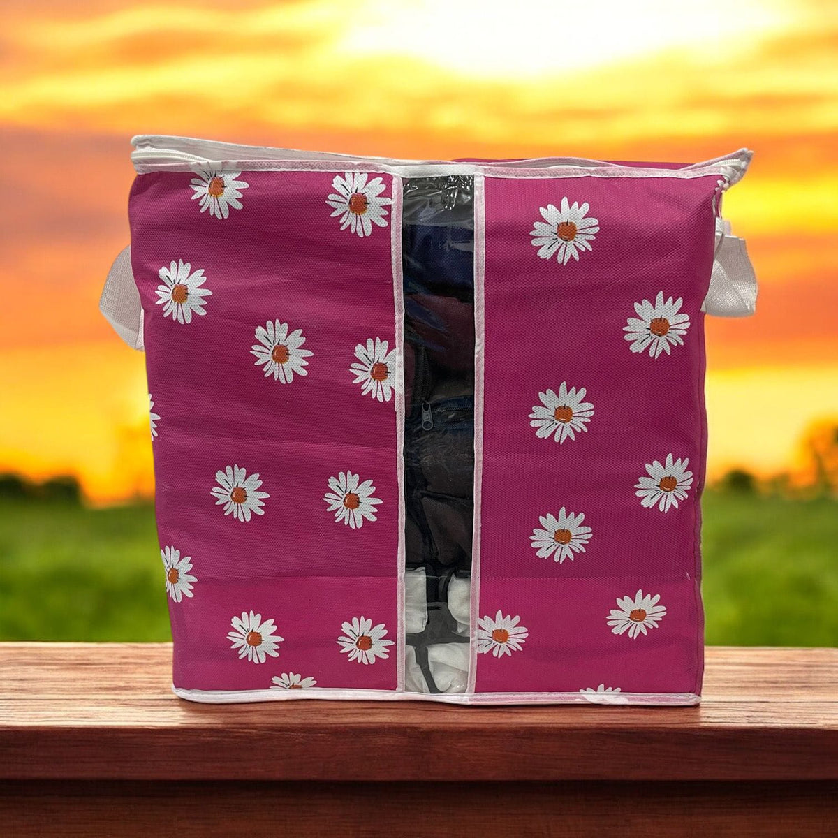 (Pack of 4) Printed Clothing Storage Organizer Bags For Traveling Home and Outdoor Use