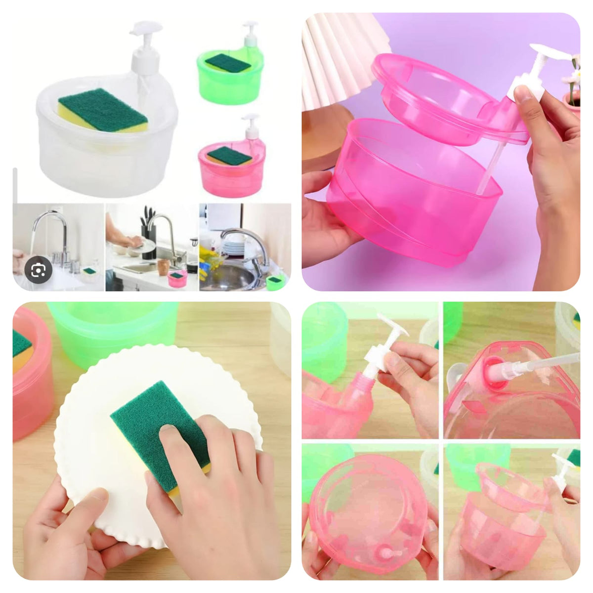 2 in 1 Soap Dispenser And Scrubber Holder With Sponge Cady For Home and Outdoor Use