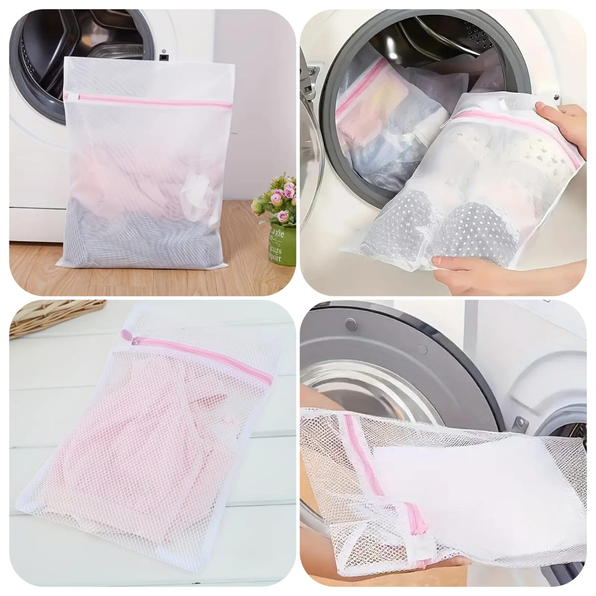 (Pack of 2) Mesh Laundry Washing Machine Delicates Clothes Storage Zip Bag