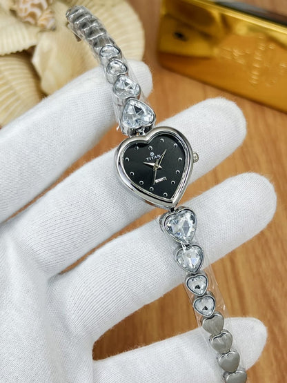 Women’s Titn Heart Shape Diamond Watch (Random Color Combo)