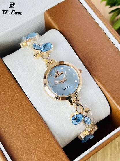Women’s Flower Bracelet Quartz Watch (Random Color Combo)