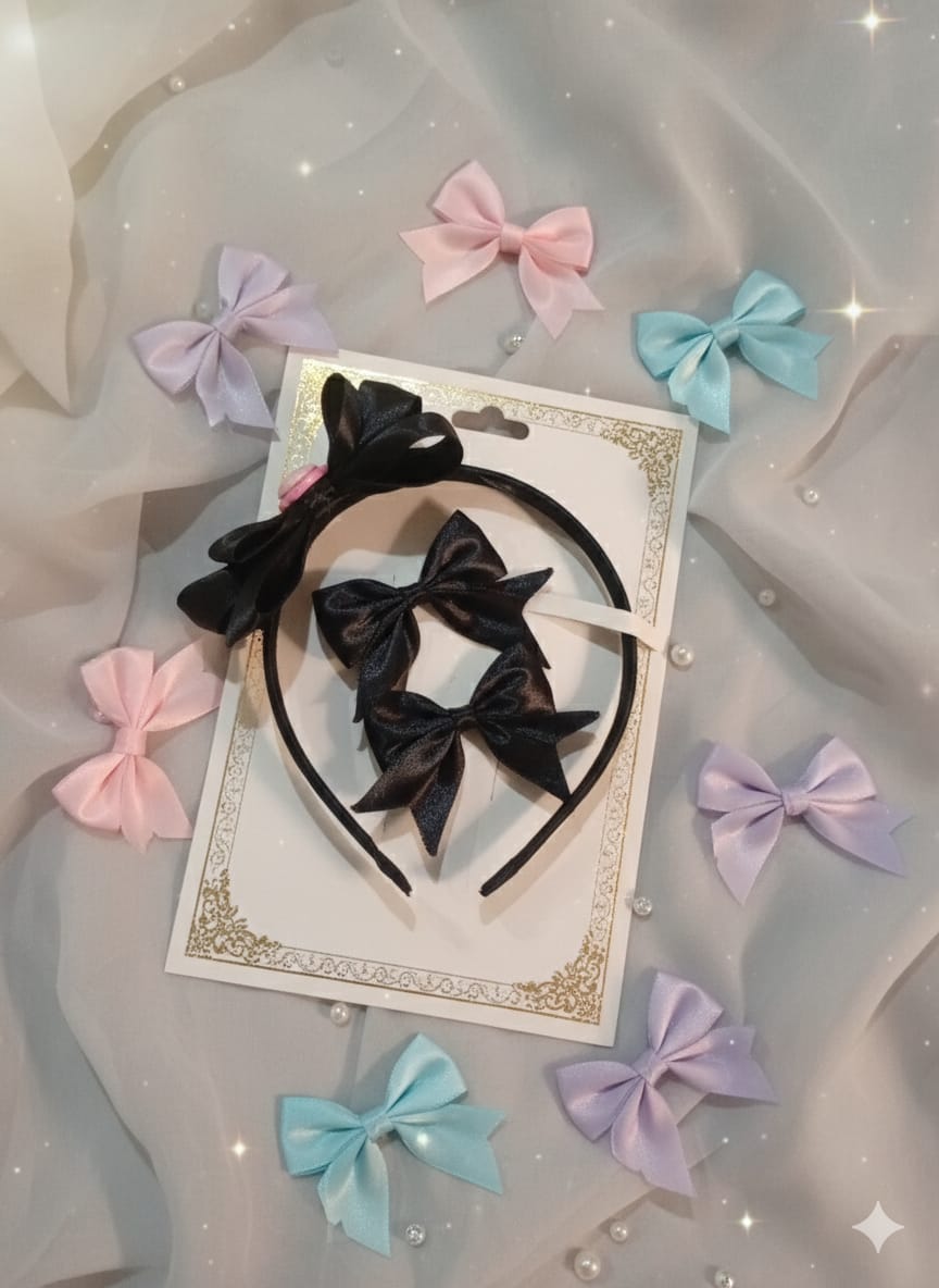 Pack Of 2 - Fashion Double Bowknot Headband Solid Color Hair Bands Accessories Solid Color Headband