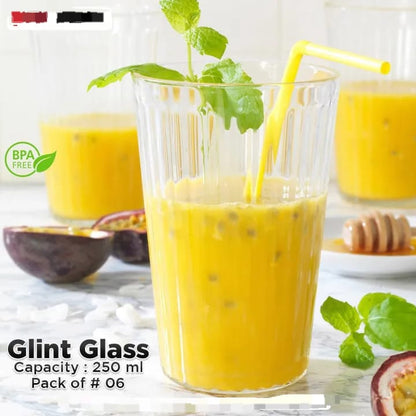 Glint Glass – Pack of 6 Clear Drinking Glasses (250ml)