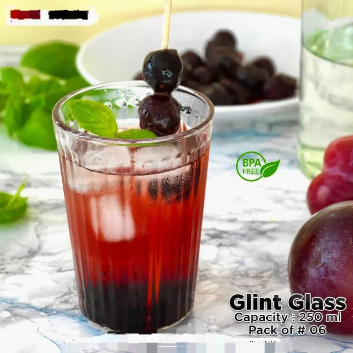 Glint Glass – Pack of 6 Clear Drinking Glasses (250ml)