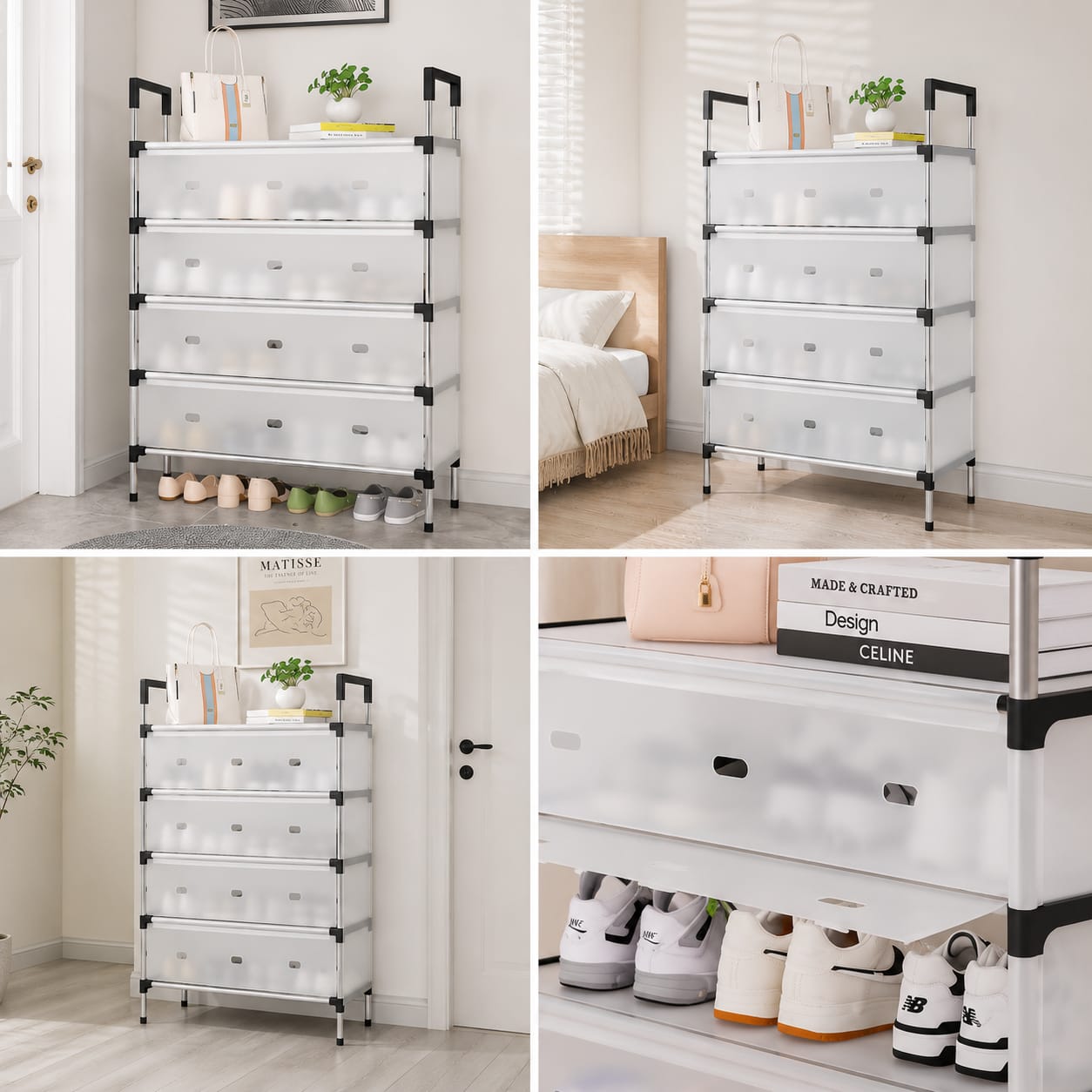 Aluminium Shoe Rack with Dust Proof Cover