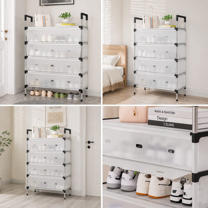 Aluminium Shoe Rack with Dust Proof Cover