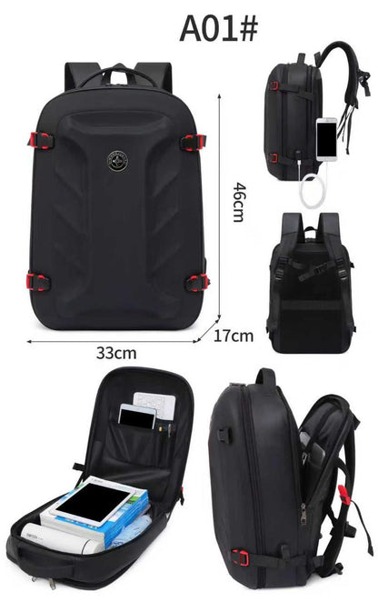 Black with Red Bag Pack with USB Port and Anti-Theft