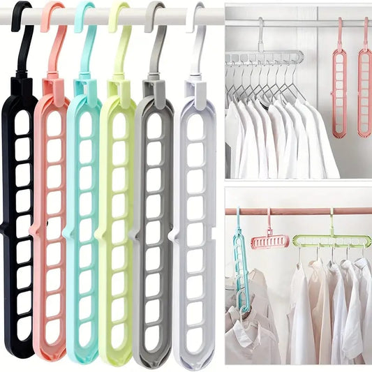 (Pack of 10) 9 Hole Rotatable Hanger Space Saving Organizer