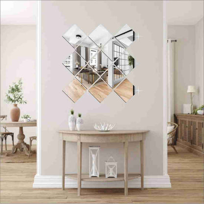 3D Acrylic Diamond Shape Self Adhesive Wall Arts Decals Stickers Set For Home Decoration