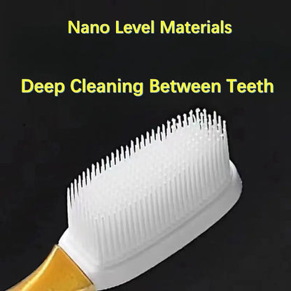 (Pack of 3) DR WARM Microfiber Compact Manual Unscented Ultra Soft Nano Charcoal Infused Bristle Toothbrushes Set Durable for Gum Care for Adults Use