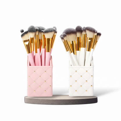 Luxury & Stylish Cosmetics Studded Elegance 12 Pc Brush Set – Premium Makeup Brushes with Holder – Random Colours