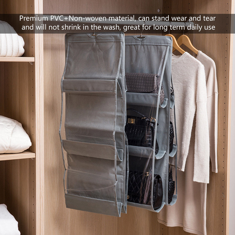 Buy 1 Get 1 Free Handbag Storage Hanging Purse Organizer with 6 Large Easy Access Pockets