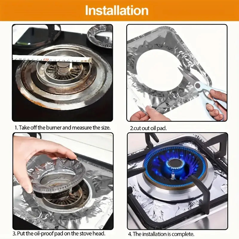 (Pack of 10) Disposable Oil Resistant and Heat Proof Aluminum Covers for Gas Stove Burners