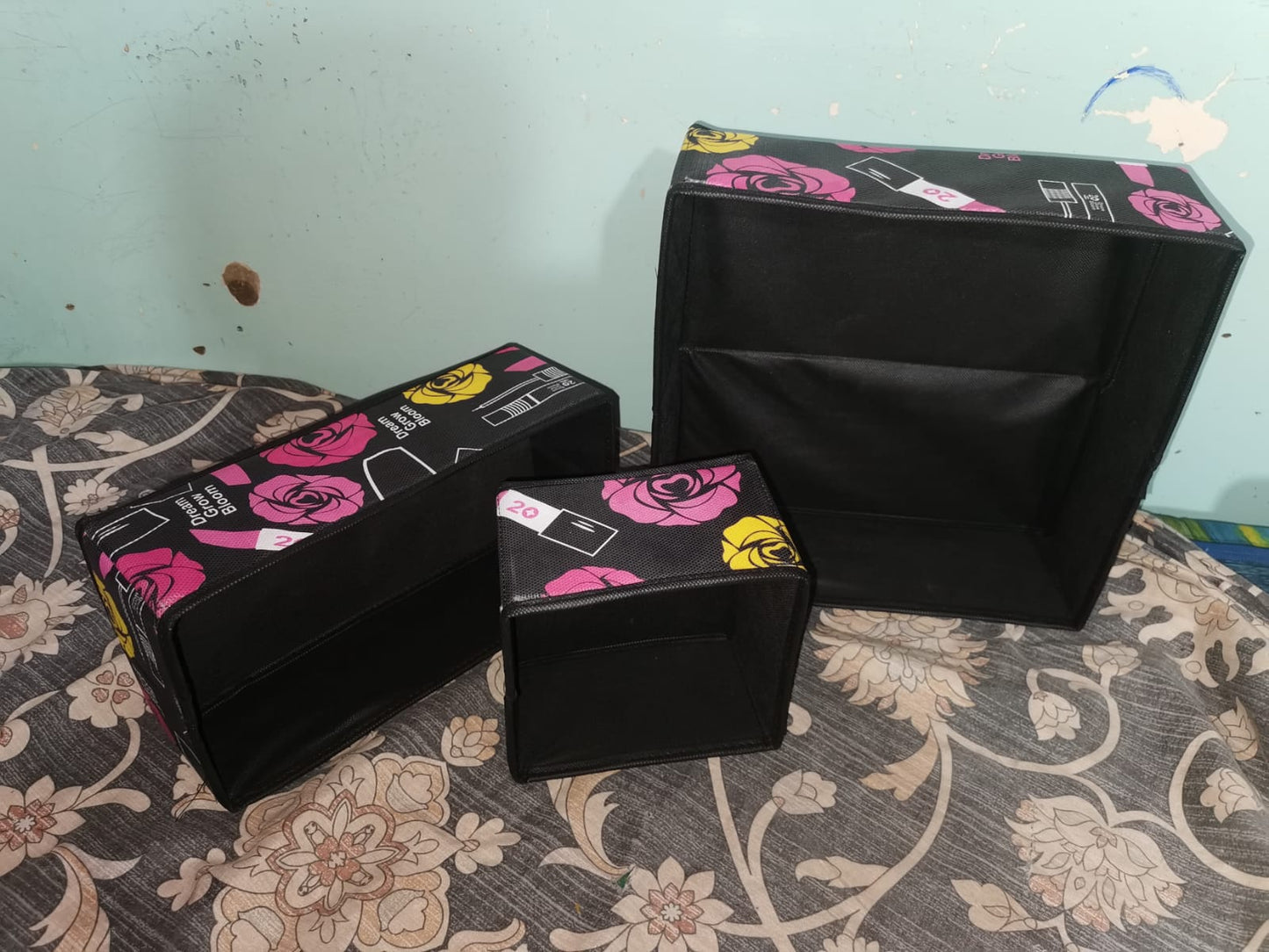 Storage Box Organizer Set of 3 for Wardrobe &amp; Dressers, Fabric Boxes, Foldable, Drawer Organizer, Drawer Box, Laundry Sorting