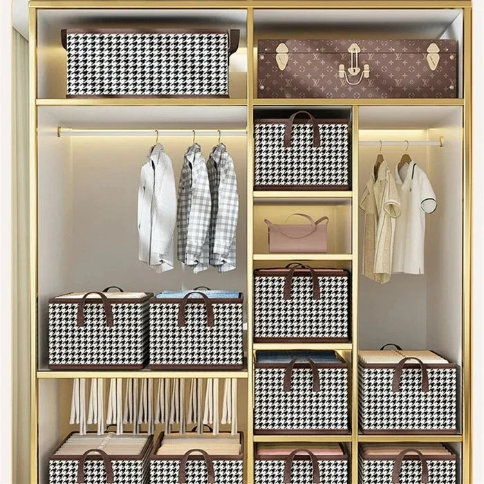 Checkered Storage Cubes - Houndstooth Premium Washable Foldable Storage Box – Large Capacity Organizer