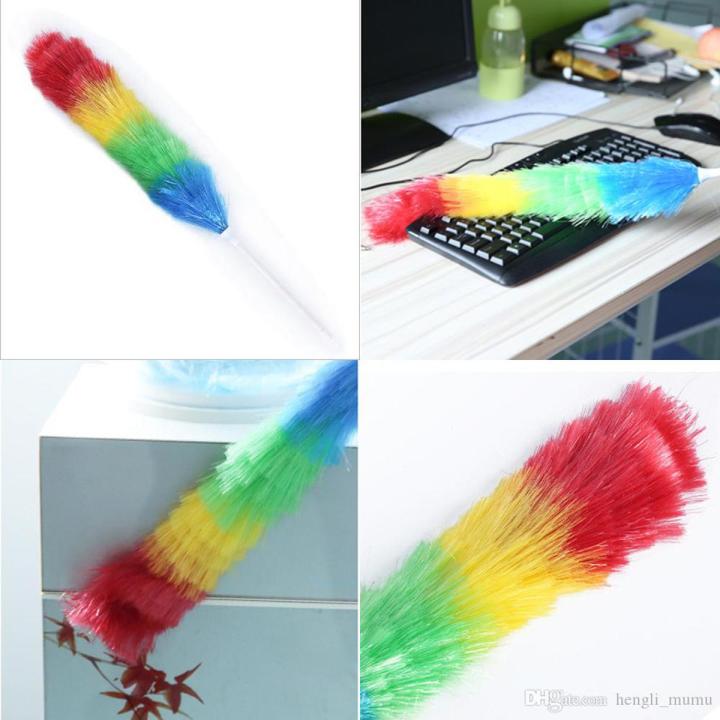 (Pack of 2) Rainbow Soft Magic Colorful Feather Duster Brush Anti Static Car Home Window Cleaner