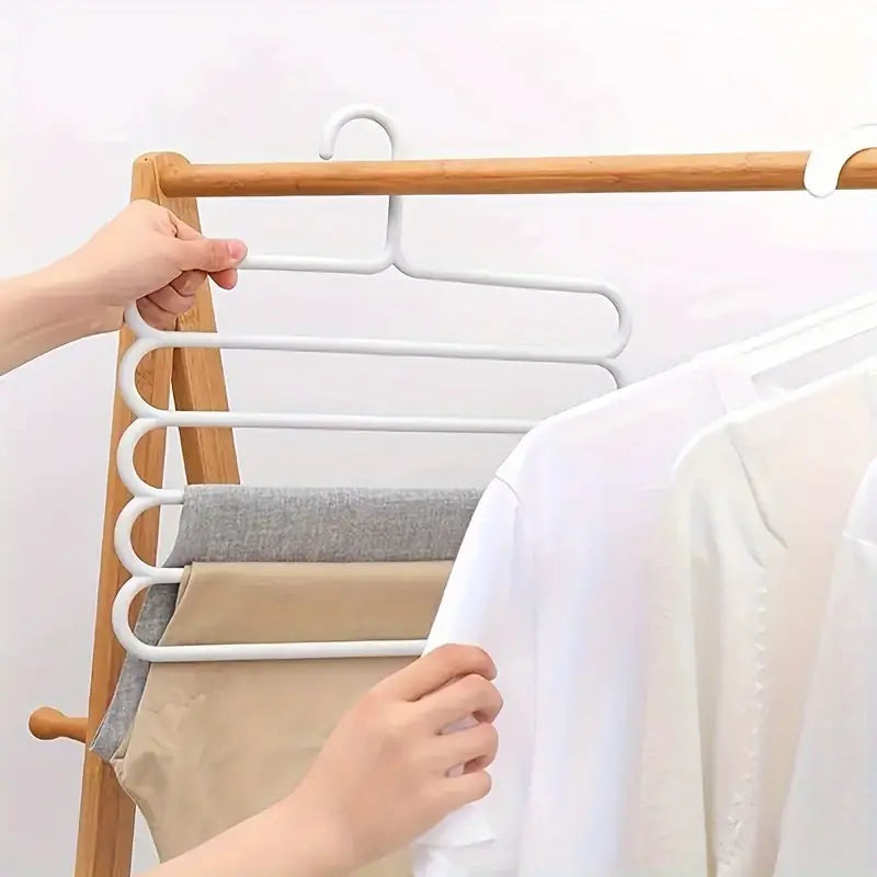 Set of 5 Space Saving 5 Layer Hangers with Anti-Slip Plastic