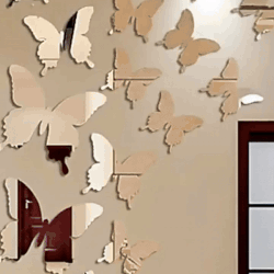 3D Acrylic Mirror Butterflies Self Adhesive Wall Art Decals Stickers Set For Home Decoration