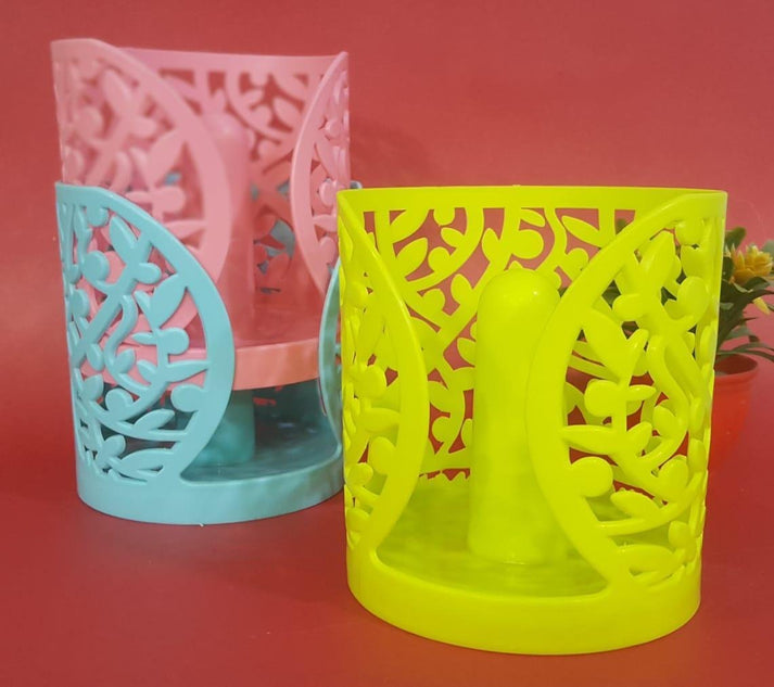 (Pack of 2) Plastic Flower Design Tissue Roll Paper Holder For Home and Outdoor Use