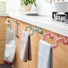 (Pack of 3) Reusable Plastic Bag Holder Rack Over the Cabinet Garbage Container For Kitchen and More