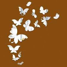 3D Acrylic Mirror Butterflies Self Adhesive Wall Art Decals Stickers Set For Home Decoration