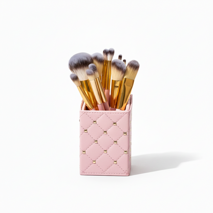 Luxury & Stylish Cosmetics Studded Elegance 12 Pc Brush Set – Premium Makeup Brushes with Holder – Random Colours