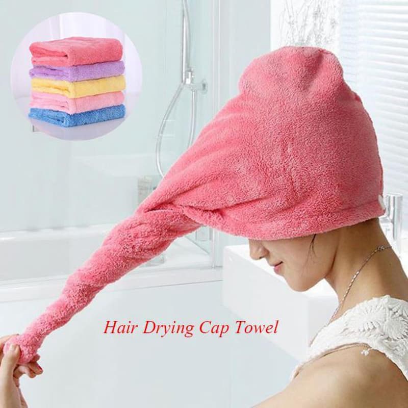 (Pack of 3) Microfiber High Absorbent Quick Dry Wrap Hair Bath Towels Shower Cap for Women