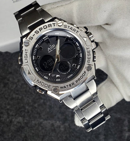 AIIR S Sports Dual Time Clock Chain Wristwatch For Men